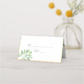 セージグリーンの植物の結婚式の席札 プレイスカード (正面)