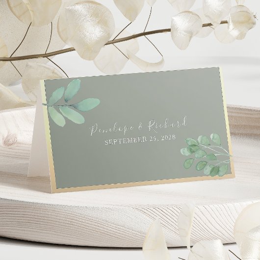 セージグリーンの植物の結婚式の席札 プレイスカード
