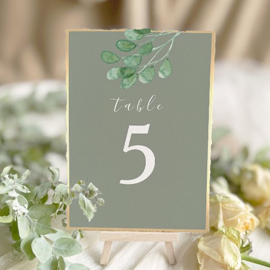 セージグリーンの植物の結婚式テーブルナンバー テーブルナンバー