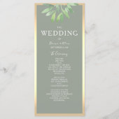 セージグリーンの植物の結婚式プログラム プログラム (正面)