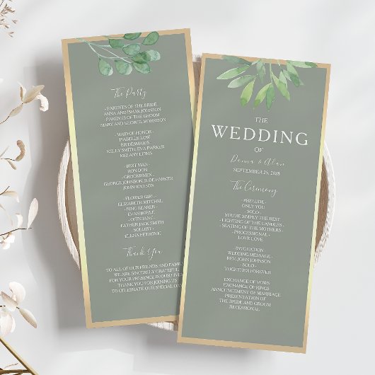 セージグリーンの植物の結婚式プログラム プログラム