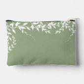 セージグリーンの植物の葉を使ったブライダルシャワー アクセサリーポーチ (裏面)