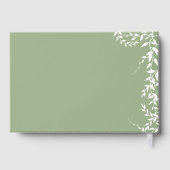 セージグリーンの植物の葉を使ったブライダルシャワー ゲストブック (裏面)