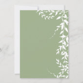セージグリーンの植物の葉を使ったブライダルシャワー サンキューカード (裏面)