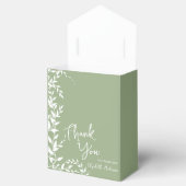 セージグリーンの植物の葉を使ったブライダルシャワー フェイバーボックス (オープン)
