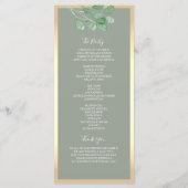 セージグリーンの植物ウェディングプログラム プログラム (裏面)