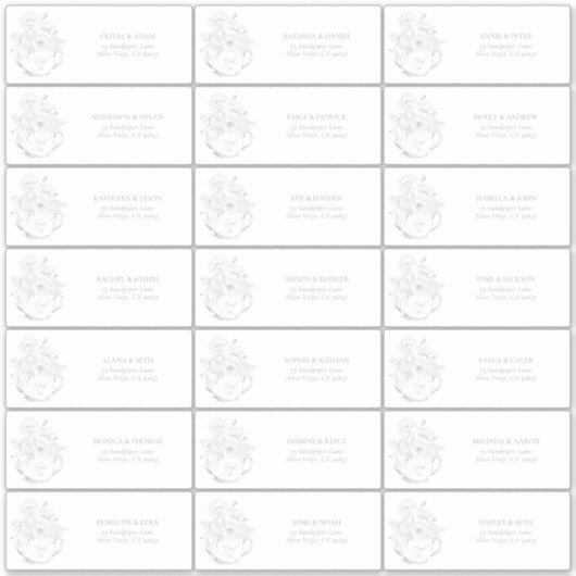 セージグリーンの植物学的な ブライダルティーのゲストへの住所 シール (正面)