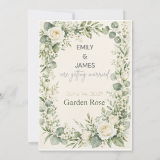セージグリーンの植物水彩結婚式招待状 招待状