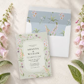 セージグリーンの植物画ファインアート結婚式招待状 招待状