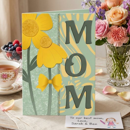 セージグリーンの母の日グリーティングカード カード