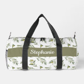 セージグリーンの水彩オリーブのモノグラム ダッフルバッグ (裏面)