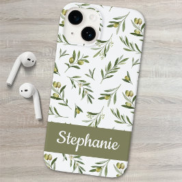 セージグリーンの水彩オリーブの名前 Case-Mate iPhone 14ケース