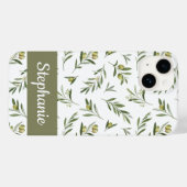 セージグリーンの水彩オリーブの名前 Case-Mate iPhoneケース (裏面 (横))