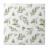 セージグリーンの水彩オリーブ タイル (正面)