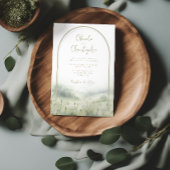 セージグリーンの水彩スクリプトのウェディング招待状 招待状