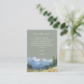セージグリーンの水彩山の結婚式お礼カード プレイスカード (スタンド正面)