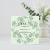 セージグリーンの水彩画のグリーンウェディングシャワー 招待状 (スタンド正面)