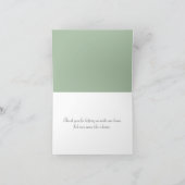 セージグリーンの白いレースの感謝 サンキューカード (内部)