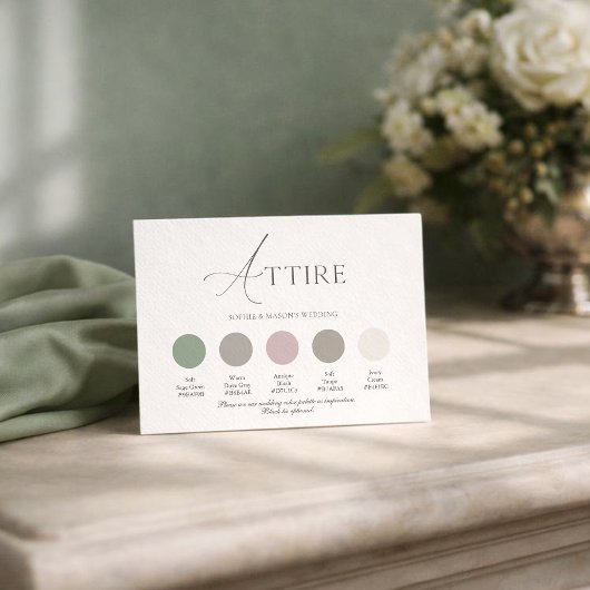 セージグリーンの結婚式のドレスコードカード 招待状