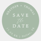 セージグリーンの結婚式 Save The Date 封筒 ラウンドシール (正面)