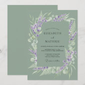 セージグリーンの緑豊かな牧場の結婚式 招待状 (正面/裏面)