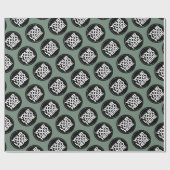 セージグリーンの繰り返しロゴの背景 ラッピングペーパー (フラット)