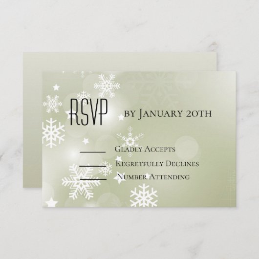 セージグリーンの背景に雪の結晶 RSVP  - セージグリーンの背景 (正面/裏面)