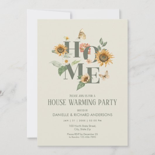 セージグリーンの花々のお披露目パーティー 招待状 (正面)