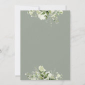 セージグリーンの花とタイポグラフィーの結婚式 セーブザデート (裏面)