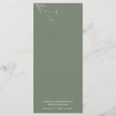 セージグリーンの花のアートコットンウェディング メニュー (裏面)