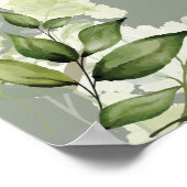 セージグリーンの花のウェルカムサイン 結婚式 ポスター (角)