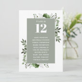 セージグリーンの花のテーブルナンバー席次表 招待状 (スタンド正面)