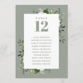 セージグリーンの花のテーブルナンバー席次表 招待状 (裏面)