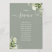 セージグリーンの花の席次表テーブルナンバー 招待状 (裏面)