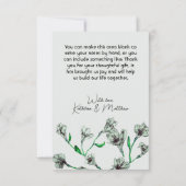 セージグリーンの花の水彩ウェディング サンキューカード (裏面)