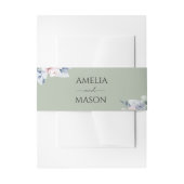 セージグリーンの花の水彩ウェディング 招待状ベリーバンド (正面例)