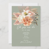 セージグリーンの花の結婚式の招待状 招待状 (正面)