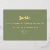 セージグリーンの花嫁の介添え人　プロポーズ 箔招待状 (裏面)