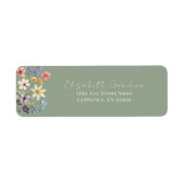 セージグリーンの花柄の結婚前お祝い会 返信住所 ラベル (正面)