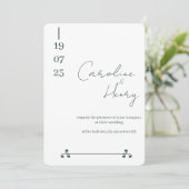 セージグリーンの花柄の結婚式のカード 招待状 (スタンド正面)