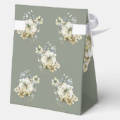 セージグリーンの花柄ウェディングファボアボックス フェイバーボックス (裏面)
