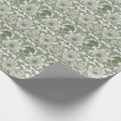 セージグリーンの花柄ウェディングペーパー ラッピングペーパー (角)