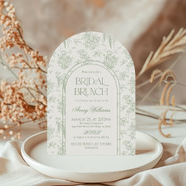 セージグリーンの花柄ビンテージブライダルシャワー 招待状