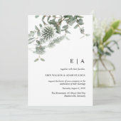 セージグリーンの花柄水彩ウェディング招待状 招待状 (スタンド正面)