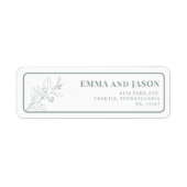 セージグリーンの花柄結婚式の返送先ラベル ラベル (正面)