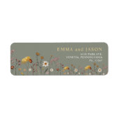 セージグリーンの花柄結婚式返信住所ラベル ラベル (正面)