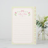 セージグリーンの花柄罫線ノートペーパー 便箋 (スタンド正面)