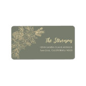セージグリーンの花模様のホリデー返信住所ラベル ラベル (正面)