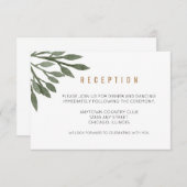 セージグリーンの葉の水彩画 ウェディングレセプション エンクロージャーカード (正面/裏面)