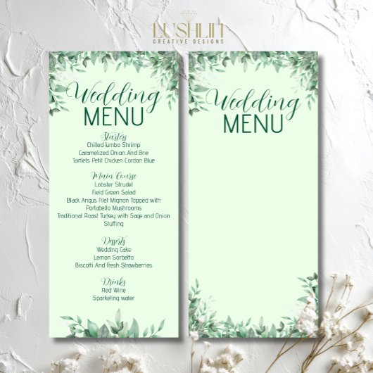セージグリーンの葉 ウェディング フラット メニュー